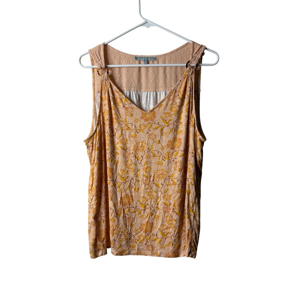 Daniel Rainn Stitch Fix Orange Floral Mixed Media Tank Top